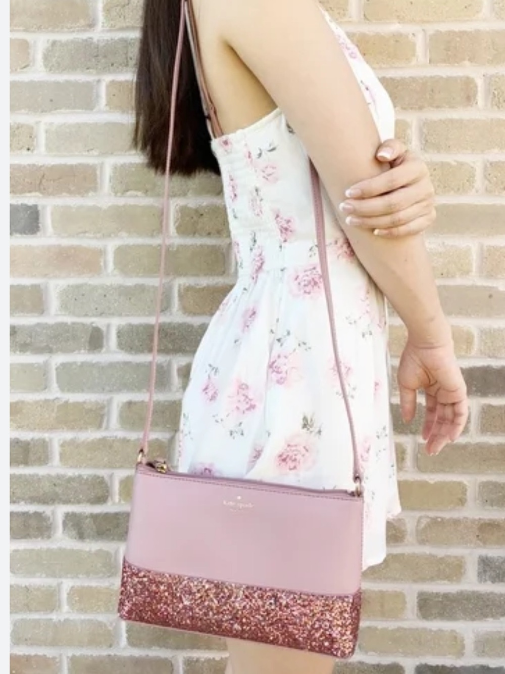 kate spade Pink Leather Crossbody with Glitter Base